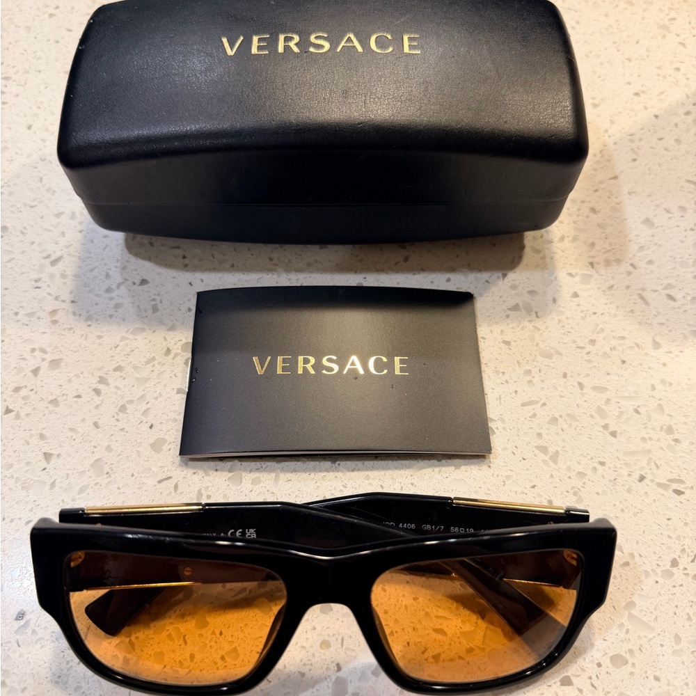 Versace Sunglasses with Black Frame and Amber Lenses VE4406